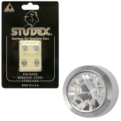 Birthstone Studs - Reg Bezel S/S - April / Crystal